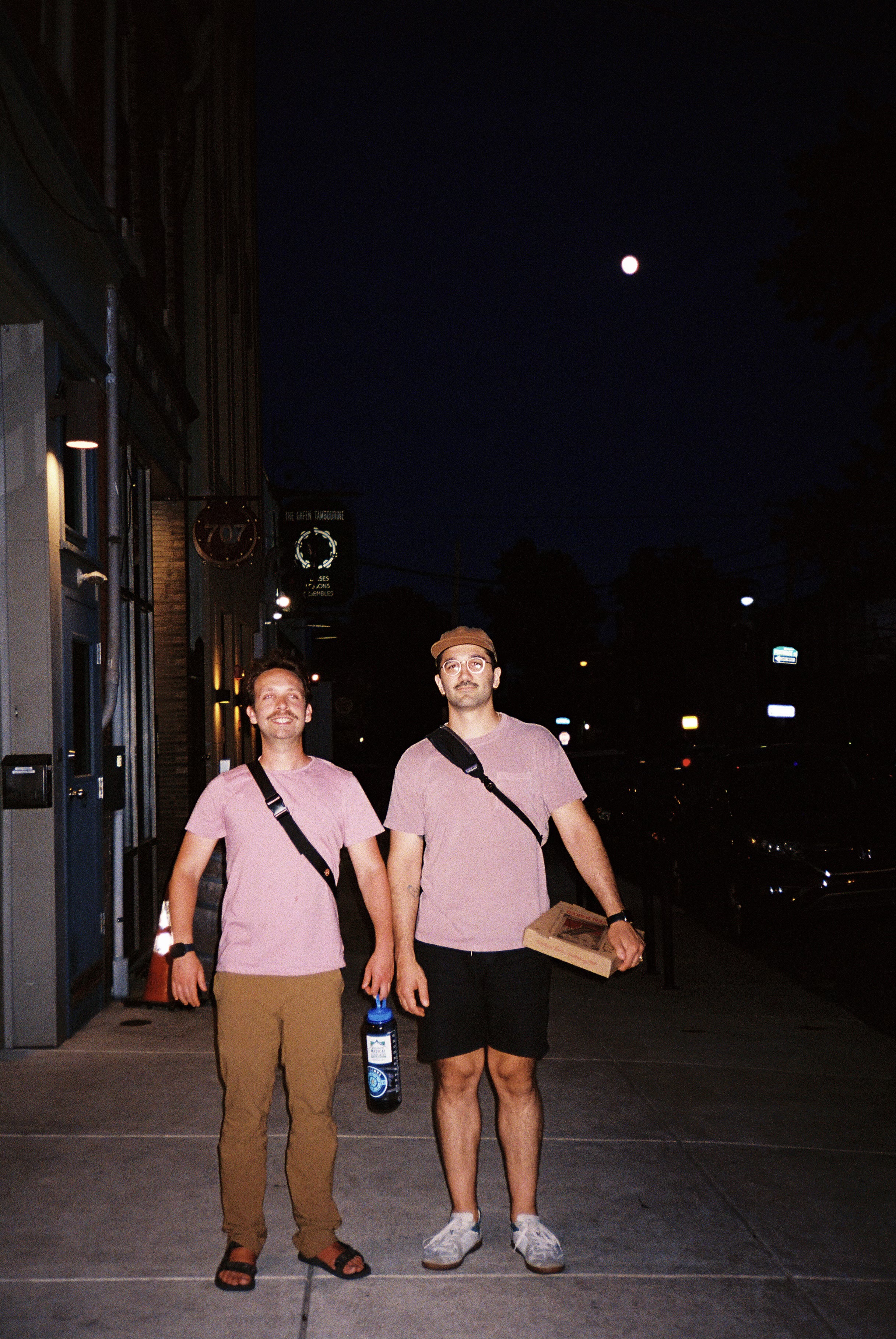 Joe and David matching after trivia at Carbon Copy